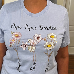 Grandma With Grandkids Birth Flowers and Names - Personalized Shirt - Gift For Grandma