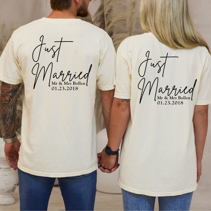 Hubby Wifey Just Married - Personalized Shirt - Gift For Couple
