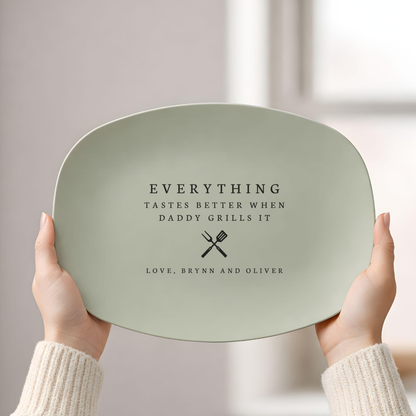 Custom Dad Grill Plate Daddy Grilling Platter Gift Personalized BBQ Tray for Him Dads Grilling Plate Birthday Father's Day Gifts from Kids