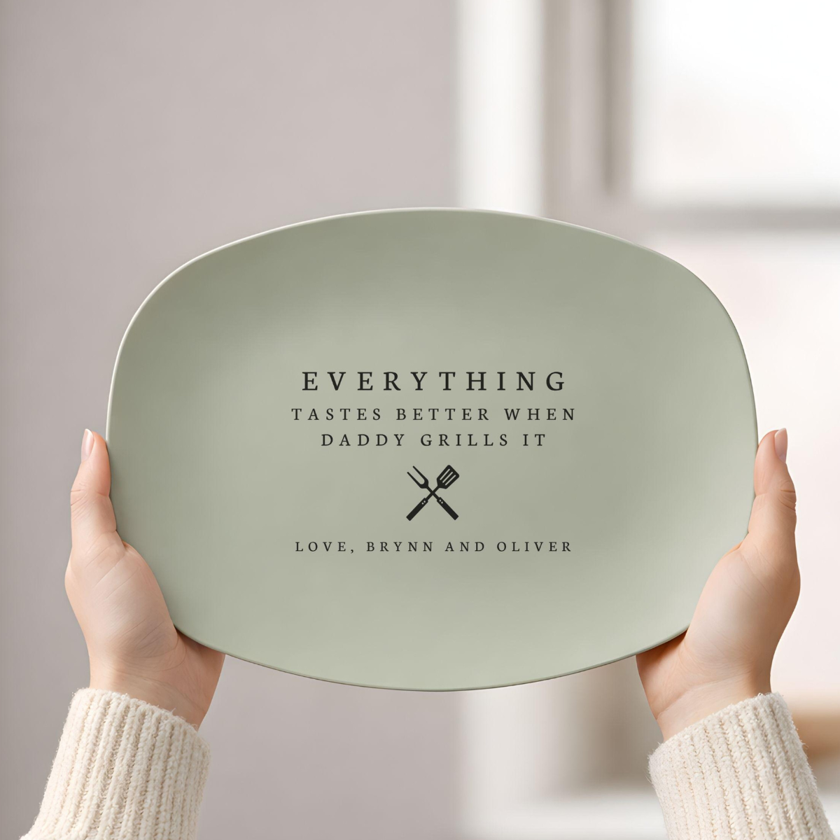 Custom Dad Grill Plate Daddy Grilling Platter Gift Personalized BBQ Tray for Him Dads Grilling Plate Birthday Father's Day Gifts from Kids