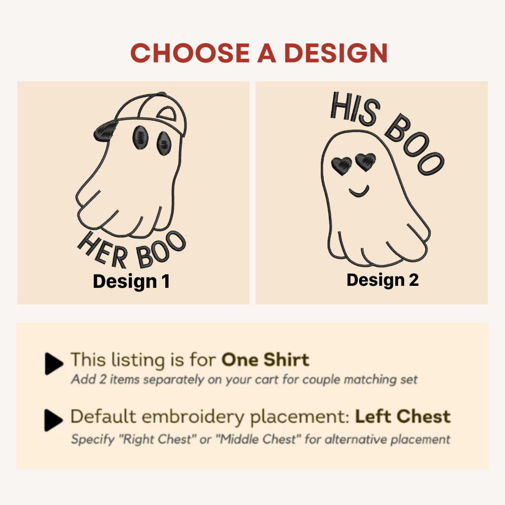 His Boo Her Boo Embroidered Couple Sweatshirts, Matching Couple Embroidered Apparel, Gift For Couple