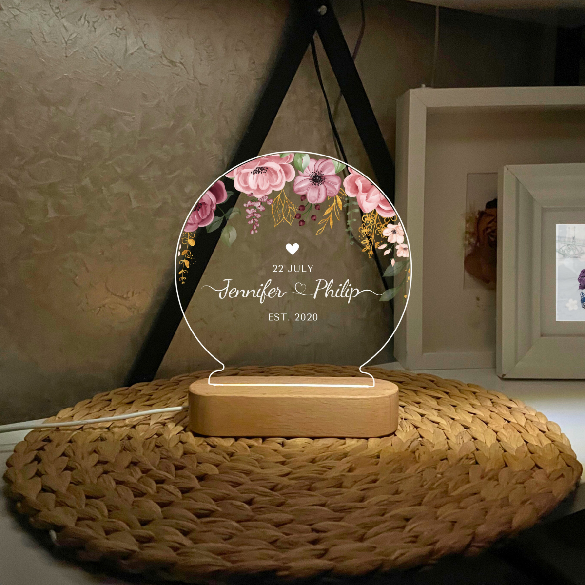 Personalized Night Light for Anniversary Gift - Custom Romantic LED Lamp with Photo & Message - Perfect Gift for Valentine s Day, Wedding