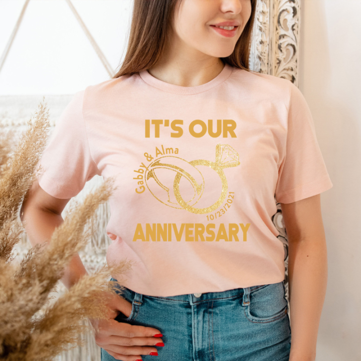It's Our Anniversary Shirt, Couple Anniversary Shirt, Custom Anniversary Gift, Wedding Anniversary T-Shirt, Valentine Shirt, Engagement Tee