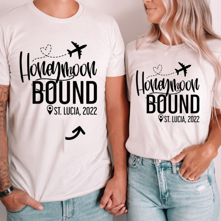 Honeymoon Bound Custom Shirt, Honeymoon Vacation, Just Married Shirt