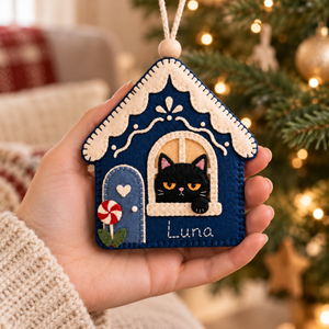 Personalized Black Cat Felt Ornament, Custom Name Gingerbread House Christmas Decoration, Cat Lover Gift 40099f2d-e0ff-494d-8339-1d3fbde8d974-6.png