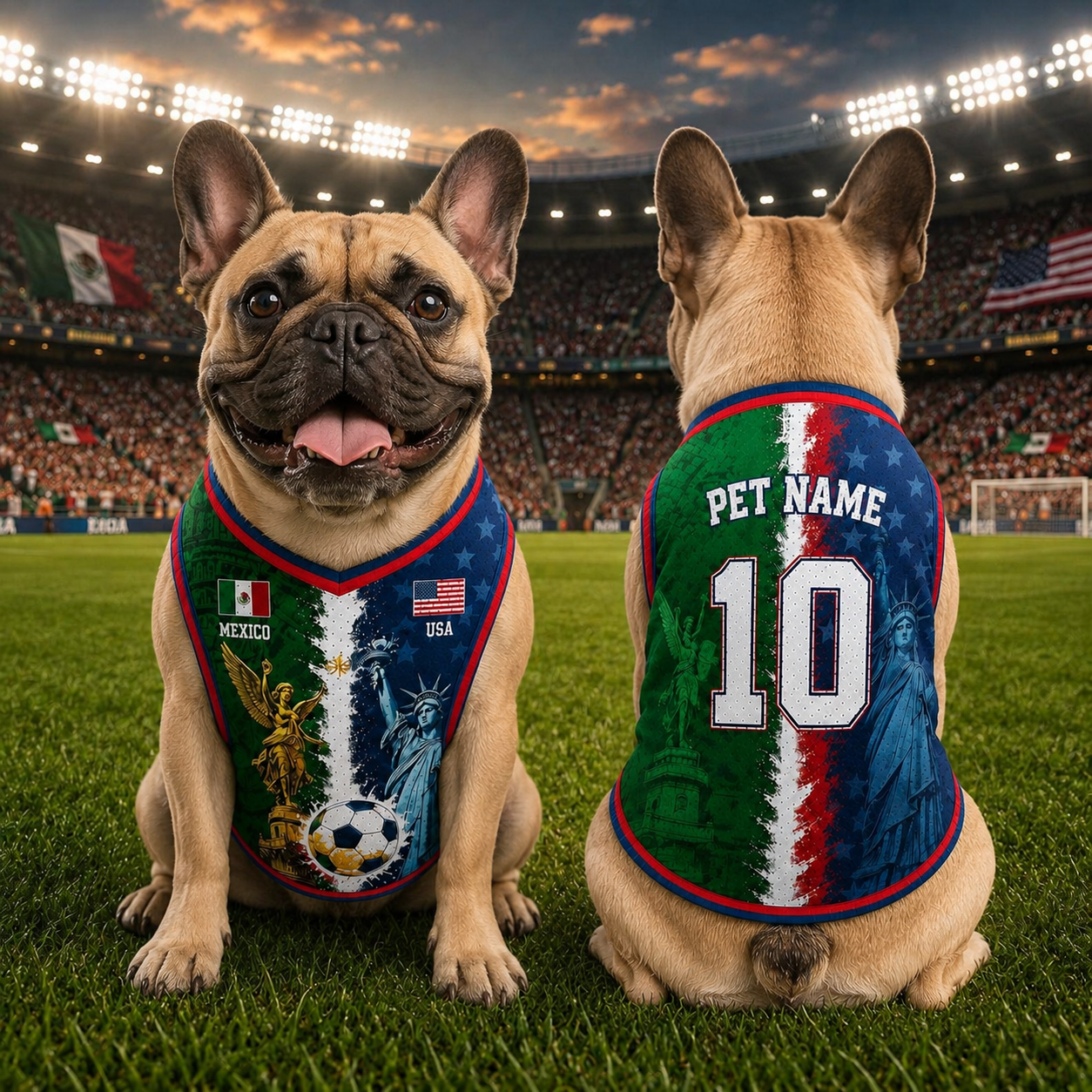 Custom Half USA Half Mexico Pet Jersey, Personalized Soccer Jersey, Mexico USA Binational Pet Jersey, Pet Gift Jersey