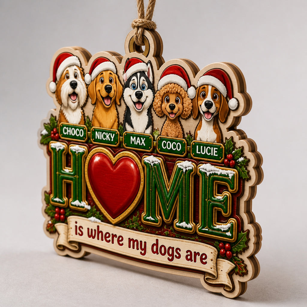 Home Is Where My Dogs Are - Custom Pet Photo Wreath Wood Ornament - Personalized 3-Layered Wood Ornament 401c553d-d579-4782-9506-64739cfcccff.jpg