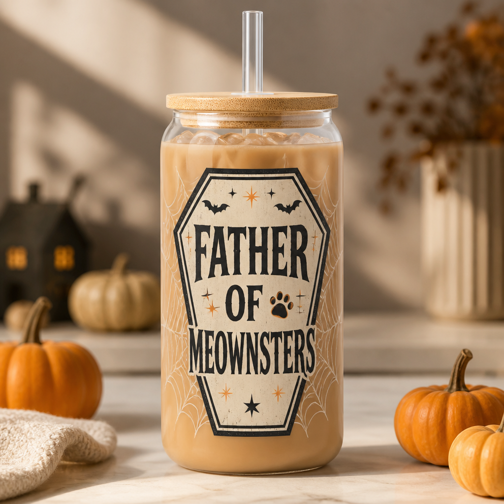 Father of Meownsters – Custom Pet Photo Glass Can Tumbler - Personalized Glass Tumbler 402ee223-9d25-449f-aa06-4e393c211451.png