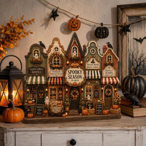 Halloween Village Wooden Block, Spooky Season Main Street Decor, Pumpkin Ghost Fall Shelf Sign, Rustic Tiered Tray Home Gift for Halloween 4060a756-e64f-4e1c-b579-b19675c3c511-6.jpg