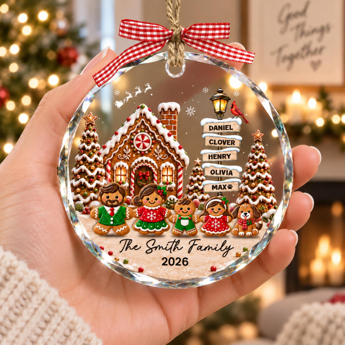 Personalized Christmas Gingerbread Family Ornament, Custom Family Members Gifts, Family with Dog Ornament, Family Keepsake, Grandma Gifts 40643dc5-0632-4975-b244-d701422a396a-5.jpg