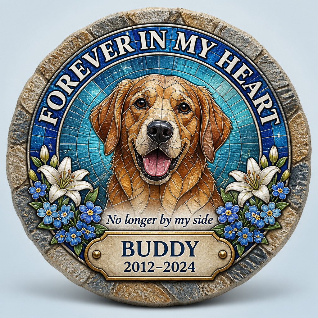 Pet Memorial Stone – Stained-Glass Style Portrait, Name & Years - Personalized Memorial Stone 406a99cc-4554-45f3-84e1-08d985c85cee.png
