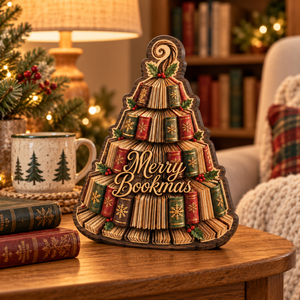 Wooden Book Christmas Tree Block, Merry Bookmas Holiday Decor, Book Lover Christmas Gift, Festive Library Shelf Tabletop Sign 408c770b-651f-463b-bfa1-7f0b299eb3fc-banner-1.png