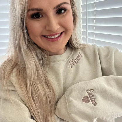 Personalized Embroidered Mama Shirt with Kids Name