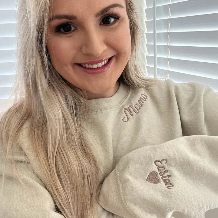 Personalized Embroidered Mama Shirt with Kids Name