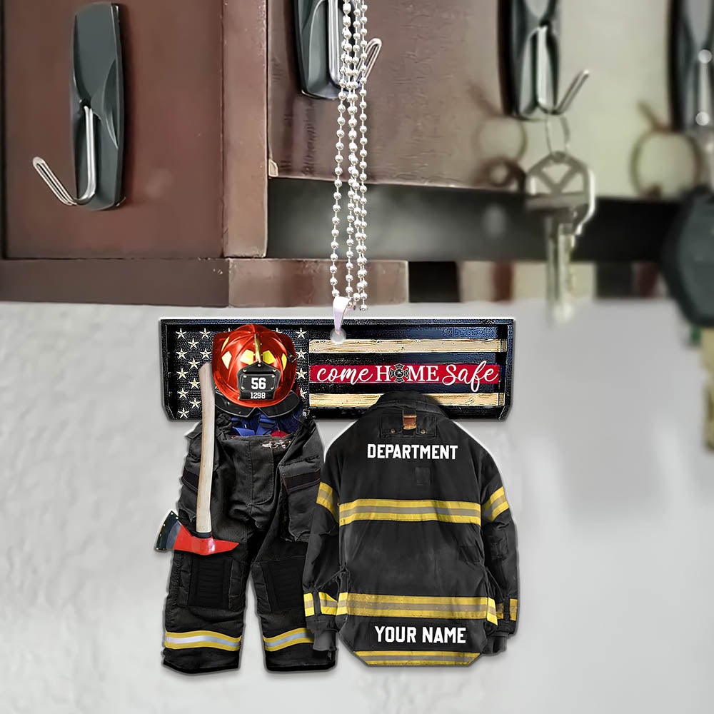 Armor Car Ornament Come Home Safe Personalized Car Ornament Gifts For Firefighter - Custom Car Ornament Gift For Fireman