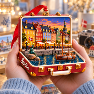 Personalized 3D Copenhagen Harbor Suitcase Christmas Ornament – Copenhagen Denmark Travel Souvenir & Gift for Copenhagen Lovers 40abb5c7-7be3-4f40-a69a-1f73197e325c-Handheld-Copenhagen-suitcase-ornament-4.png