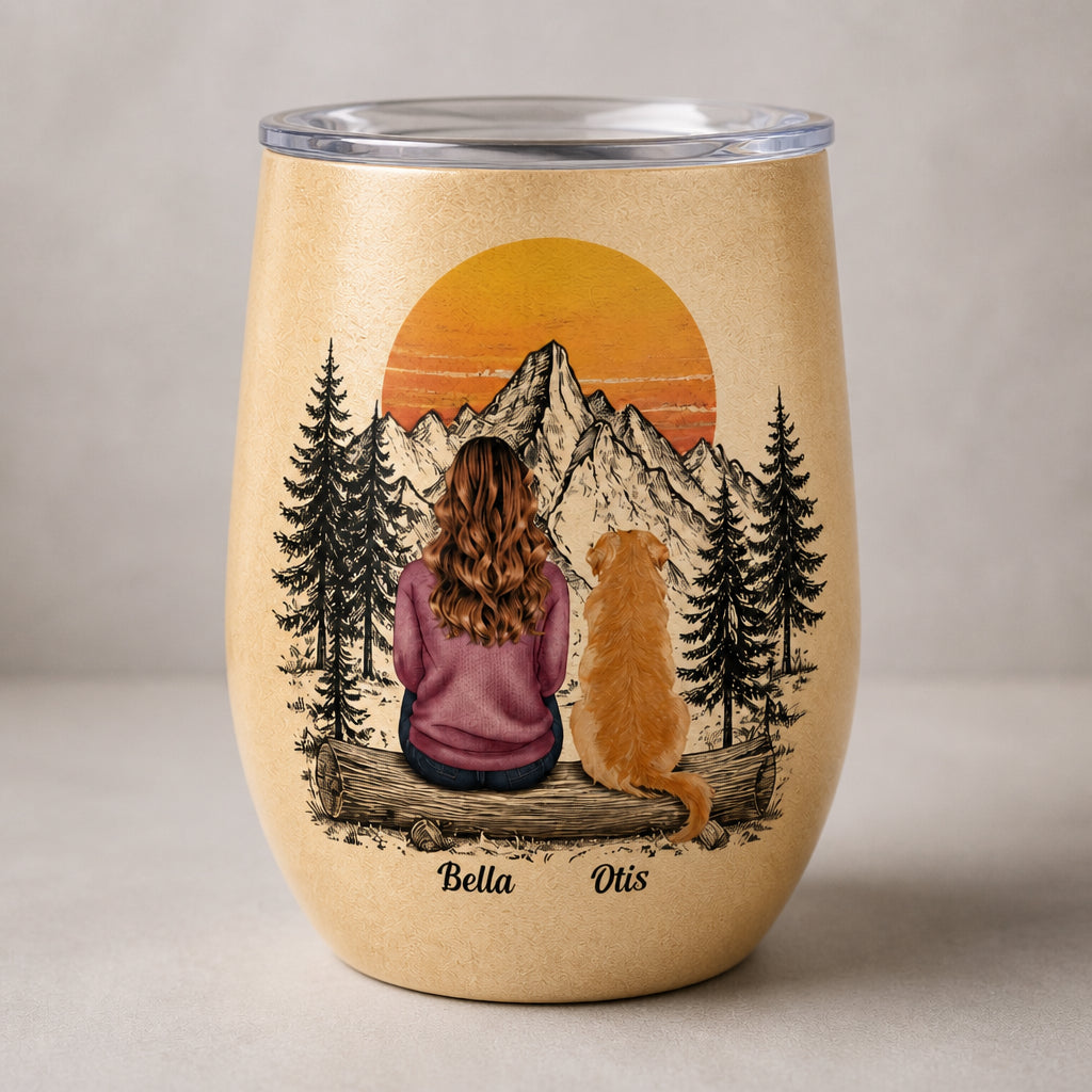 Never Walk Alone Custom Person & Dog Portrait Wine Tumbler - Personalized Wine Tumbler 40c65820-4a08-4938-9473-0fe5133105de.jpg