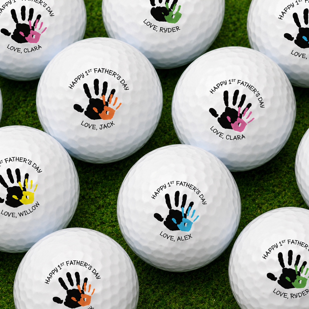Personalized 1st Father's Day Golf Balls Custom Name & Color | Great Father's Day Gift for New Dad from Baby