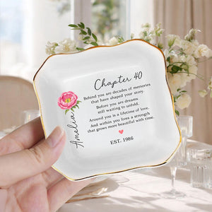 40th Birthday Gift For Women, Custom Birth Flower Ring Dish, Personalized Jewelry Dish, 40th Mom Gift Aunt Gift