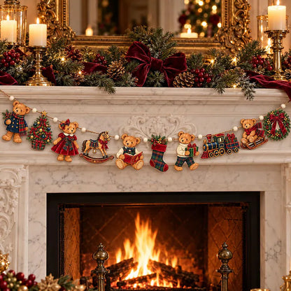 Wooden Christmas Garland: Ten Teddy Bear and Toy Pieces with Tartan Details 40d8219b-632f-47e0-871f-79dac27646b2-rere.webp