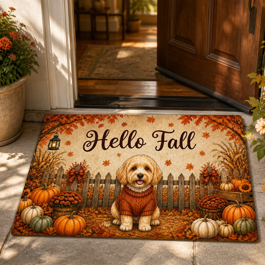 Hello Fall Custom Pet Portrait Doormat - Doormat 40dd62bf-5a33-4eb6-bf36-c951a36e00ef.png