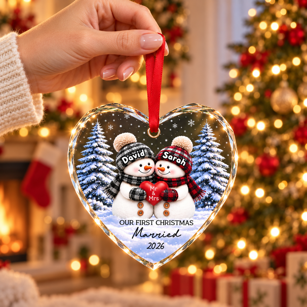 Our First Christmas Married Couple Snowman - Personalized Crystal Ornament - Christmas Gift For Couple 410fb281-5d2b-4914-b4a4-542dbd240225-banner-4.png