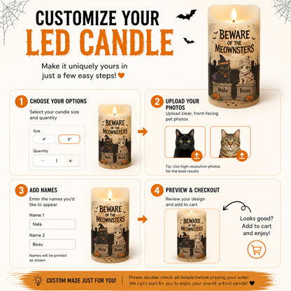 Halloween Beware of the Meownsters LED Candle — 2 Cat Names - Personalized Custom Led Flameless Candle 41333d48-961c-4d87-8e3e-9dfd77d2deef.jpg