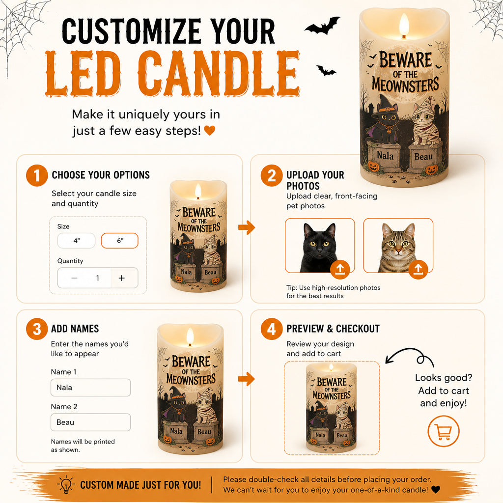 Halloween Beware of the Meownsters LED Candle — 2 Cat Names - Personalized Custom Led Flameless Candle 41333d48-961c-4d87-8e3e-9dfd77d2deef.jpg