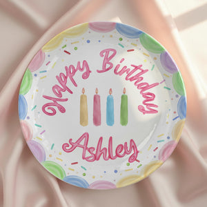 Personalized Birthday Plate, Custom Ceramic Cake Plate with Pastel Candles & Sprinkles, Custom Name Birthday Gift, Keepsake Decor 415873cc-a51c-461e-88fe-74e567f74639-2.jpg