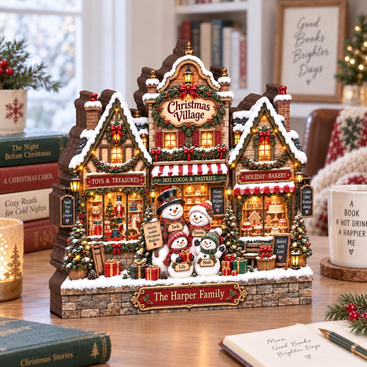 Personalized Christmas Village Decor, Custom Family Name Snowman Scene, Holiday Wooden Block GIFT 2026, Family Tabletop Gift, Holiday Decor 4159a0e3-20c5-4b06-9af4-ef9f5ca88d7b-5.jpg