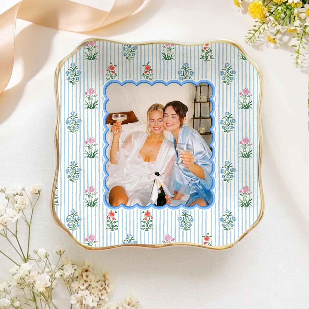 Personalized Photo Bestie Jewelry Dish, Best Friend Ceramic Trinket Dish, Bestie Striped Floral Ring Holder, Gift For Her 415cc9c7-abdd-485f-899c-ca884803c9a4-3.jpg