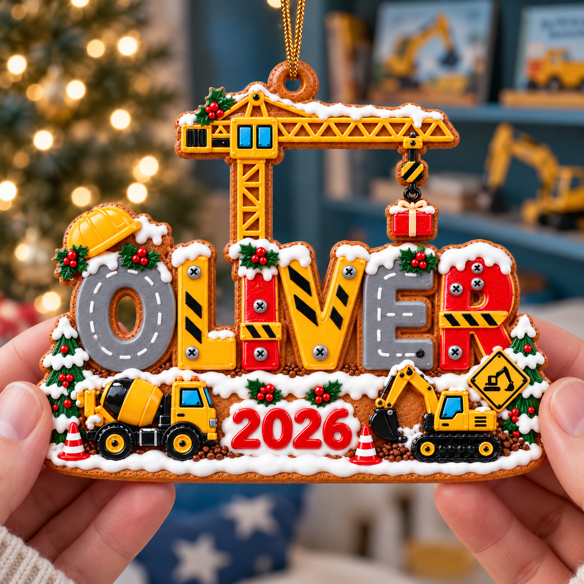 Personalized Construction Christmas Ornament 2026 – Custom Name with Excavator, Crane and Cement Mixer, Christmas Gift for Kids 415eb0da-5f81-44f0-8bb1-4d63356a3595-Oliver-s-construction-Christmas-ornament-2.png