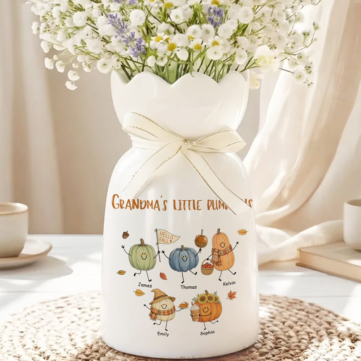 Grandma's Little Pumpkins Cute Character Bloom Vase - Personalized Ribbon Tie Flower Vase 415f7216-8b69-4241-9b49-a7337cb89694-4.jpg