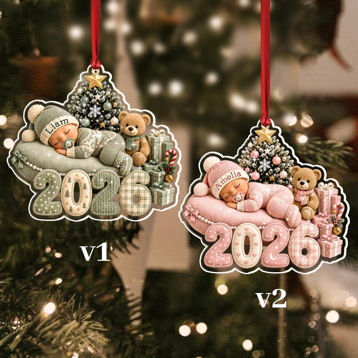 Baby Sleep First Christmas Acrylic 2D Flat Ornament, Custom Newborn Name Keepsake 41857575-0fb5-4d7f-9248-2b7aef21aa95-1.jpg