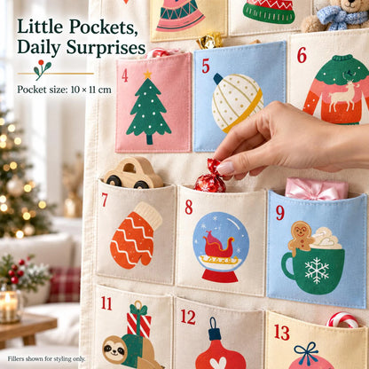 Personalized Fabric Advent Calendar, 24 Fillable Pockets, Custom Name Christmas Wall Hanging, Reusable Family Holiday Countdown Decor 41912c72-845d-4897-8f99-ab1e6f777765-r6.webp