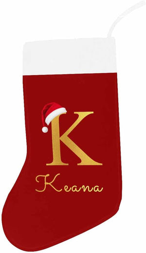 Christmas Stockings Personalized Monogram Initial Human Christmas Stockings Durable Christmas Ornament Bag for Family Decorations Green Letter