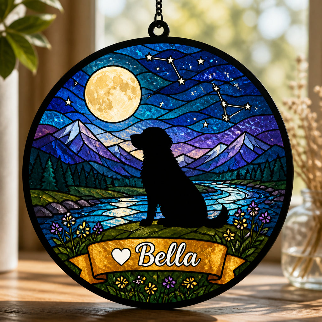 Twilight Mountains Personalized Dog Suncatcher - Personalized Suncatcher Stained Glass 41b3faa5-ae6c-4bb1-a8ef-222f657f391c.jpg