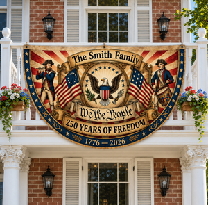 USA 250th Anniversary Patriotic Bunting Banner | America 1776 2026 Semicircle Fence Flag | Christian Freedom Porch Decor