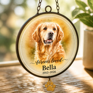 Pet Memorial Stone – Forever Loved Portrait - Personalized 1 Layered Suncatcher with Charm 41c00eb6-abef-4d7f-a8c7-91f80799c574.jpg