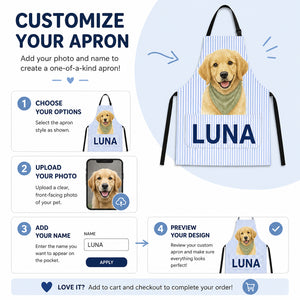 Custom Pet Portrait Apron with Name – Vintage Cameo Gingham - Personalized Apron 41d57ede-c30b-4212-ba2b-d85a3949fcda.jpg