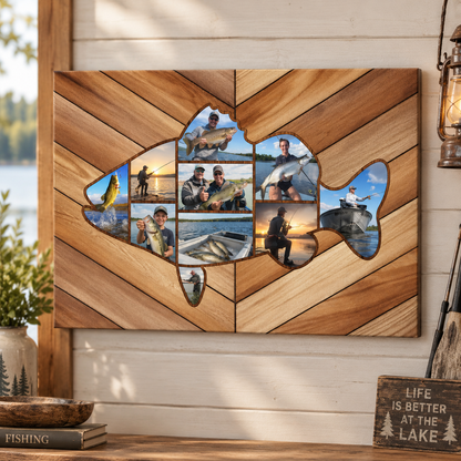 Custom Fishing Photo Collage Canvas, Fish Shape Personalized Wall Art, Unique Gift for Dad, Anniversary, Birthday Fishing Theme Décor 41f1227b-581a-4d6c-bd17-6424a141097e-b5a0637d-f41b-420d-809f-d243443f9d4a.png