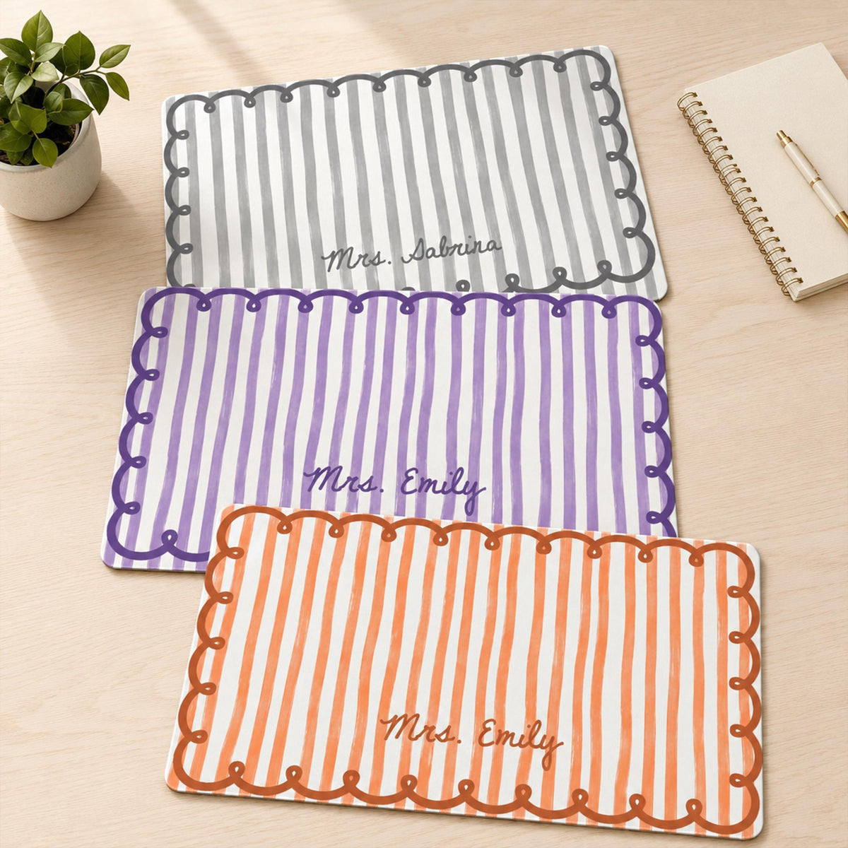 Custom Name Scalloped Stripe Desk Mat, Pastel Stripe Keyboard, Wavy Edge Preppy Workspace Decor, Gift for Teacher, Back to School Gift 41feb5ef-1070-4b65-9e00-8731bdb37e69-9.jpg