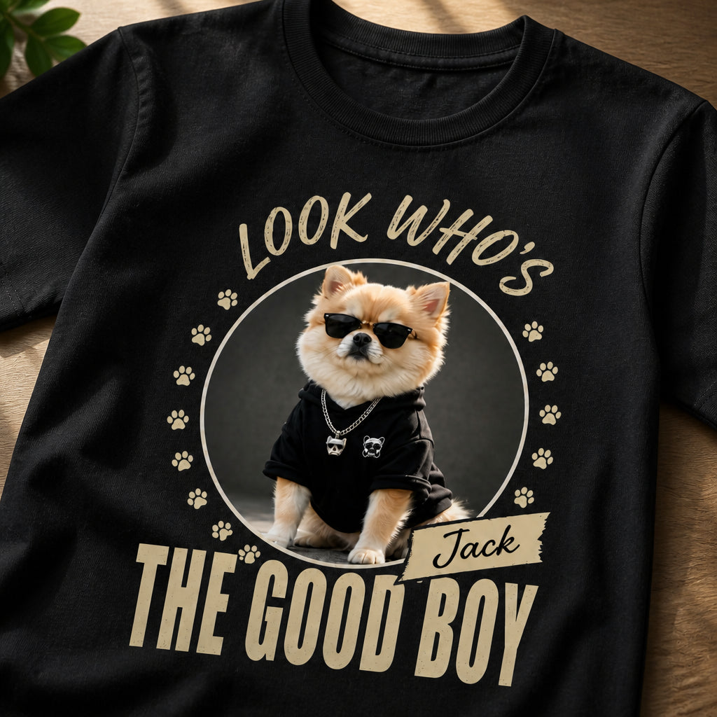 Look Who's The Good Boy — Custom Pet Photo & Name Tee - Personalized T-shirt 41ffba97-13f9-4971-8d16-545790afcfd9.jpg