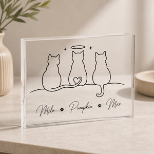 Custom Cat Line Art Acrylic Plaque – 3 Pet Names with Halo Memorial - Personalized Acrylic Plaque 420c277e-41bc-4b40-86b0-5df5f5445b98.jpg