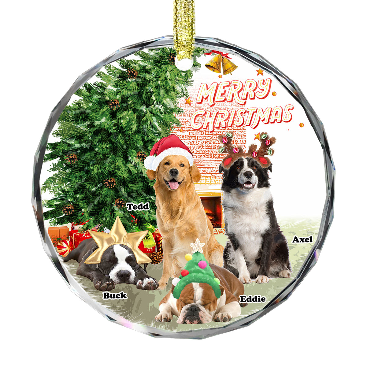 Christmas Vibe Photo Ornament - Merry Christmas - Gifts For Dog Mom, Dog Dad - Personalized Photo Round Glass Ornament