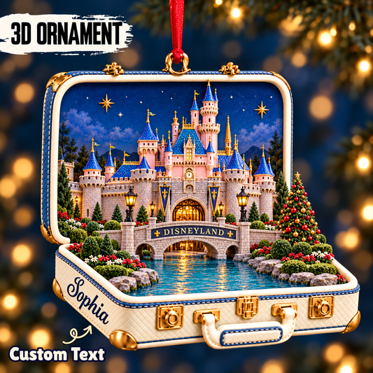 Personalized Disneyland Castle 3D Suitcase Christmas Ornament – Vacation Keepsake & Gift for Disney Fans 42425e17-aae6-42b2-9ff6-92480eb9da02-Sophia-s-Disneyland-Castle-Suitcase-Ornament.png