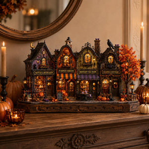 Halloween Wooden Block Decor, Spooky Village Shops with Pumpkins, Raven and Autumn Lights, Rustic Mantel Shelf Tabletop Home Display 4267b964-fa70-4630-9453-685ce8c9d0d7-3.jpg