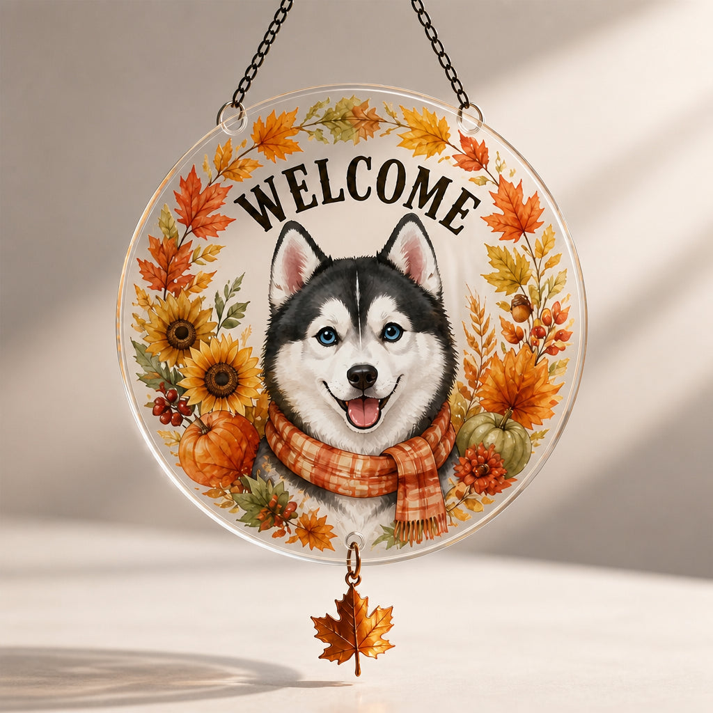 Fall Husky Welcome Garden Flag - 1 Layered Suncatcher with Charm 427241ba-3c7a-45fd-9c26-c410ee6ec87b.jpg