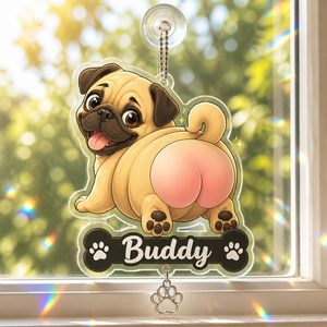 Pug Butt Car Vent Clip – Custom Pet Name - Personalized 1 Layered Suncatcher with Charm 4274ff81-244c-48b6-b2a1-384f73e69840.png