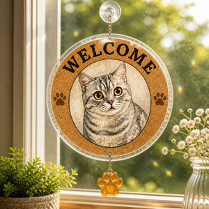Custom Cat Photo Watercolor Welcome Doormat - Personalized 1 Layered Suncatcher with Charm 427c1d9a-84ce-4eb2-94c9-0242485d2207.jpg